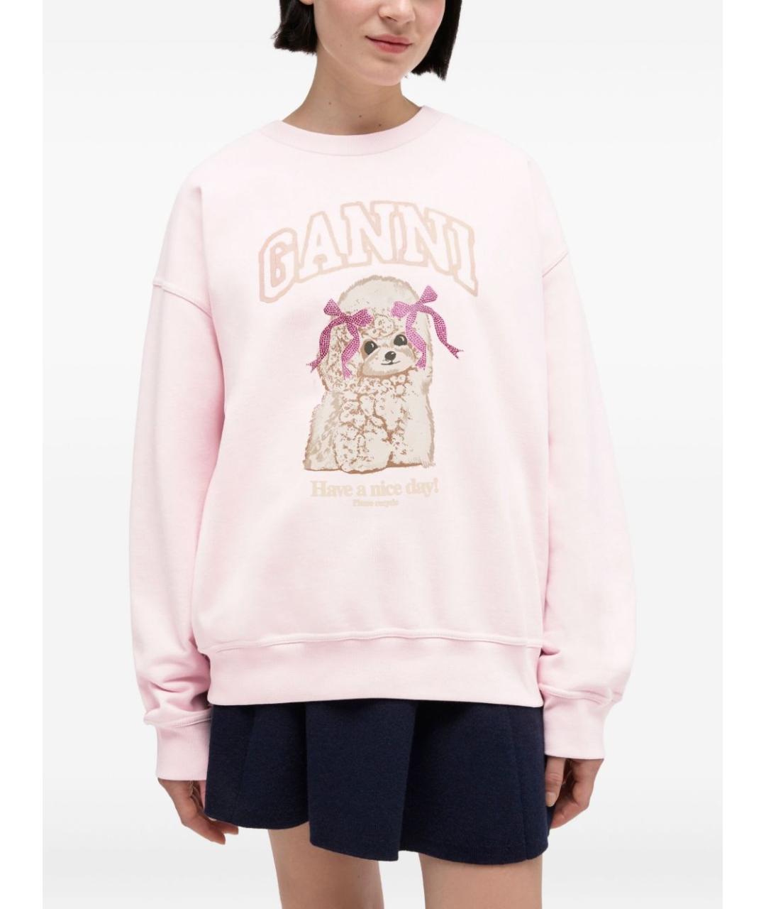 GANNI Розовый хлопковый джемпер / свитер, фото 3