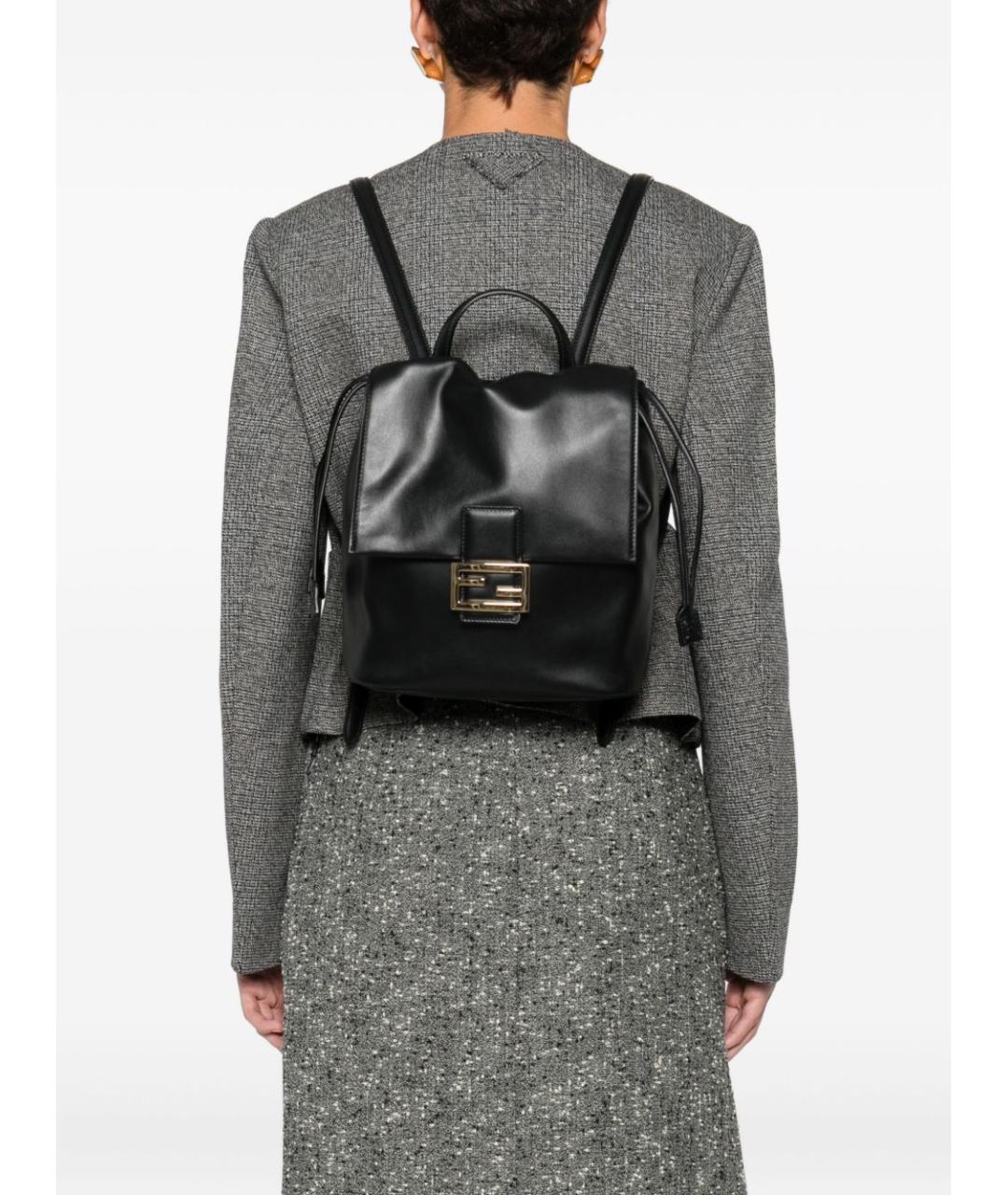 FENDI Черный кожаный рюкзак, фото 3