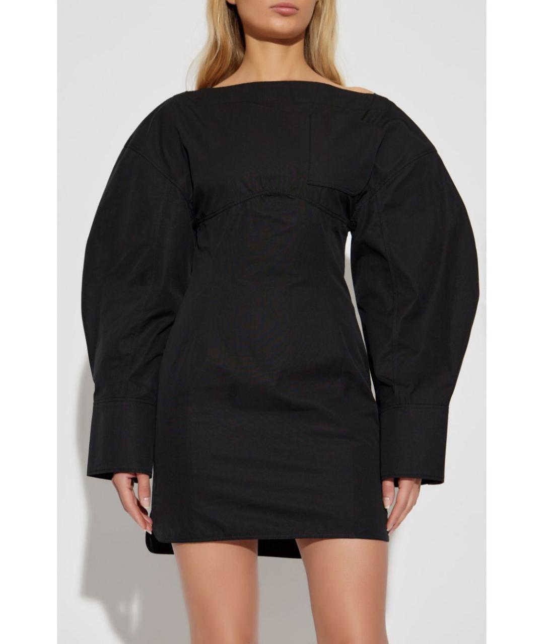 JACQUEMUS Черное хлопковое повседневное платье, фото 4