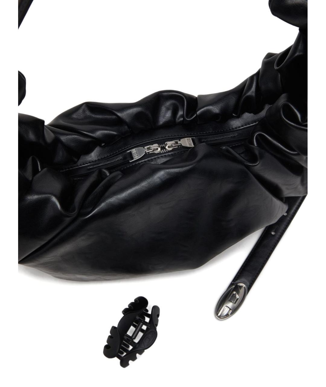 DIESEL Черная сумка с короткими ручками из искусственной кожи, фото 4