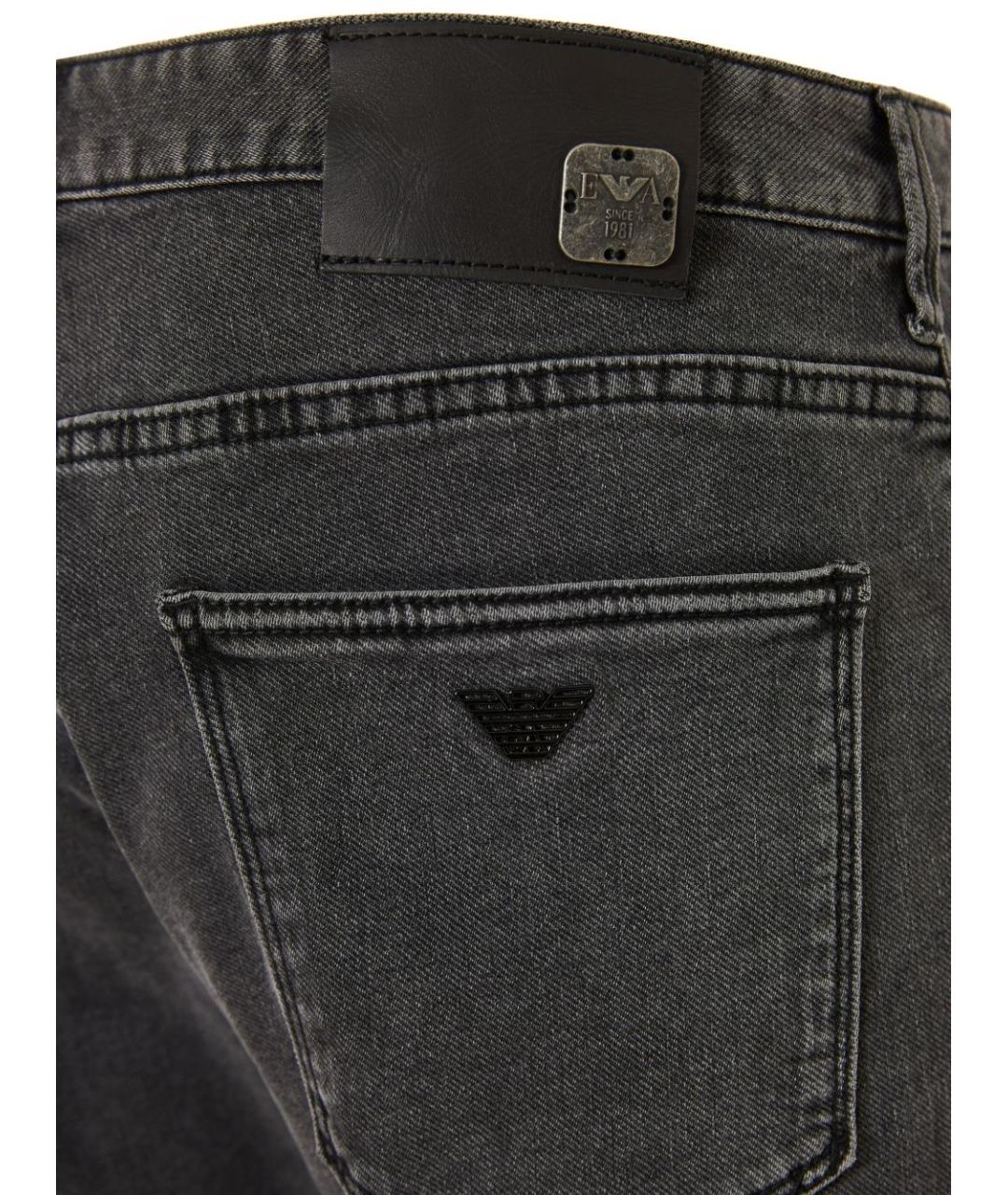 EMPORIO ARMANI Серые хлопковые прямые джинсы, фото 3