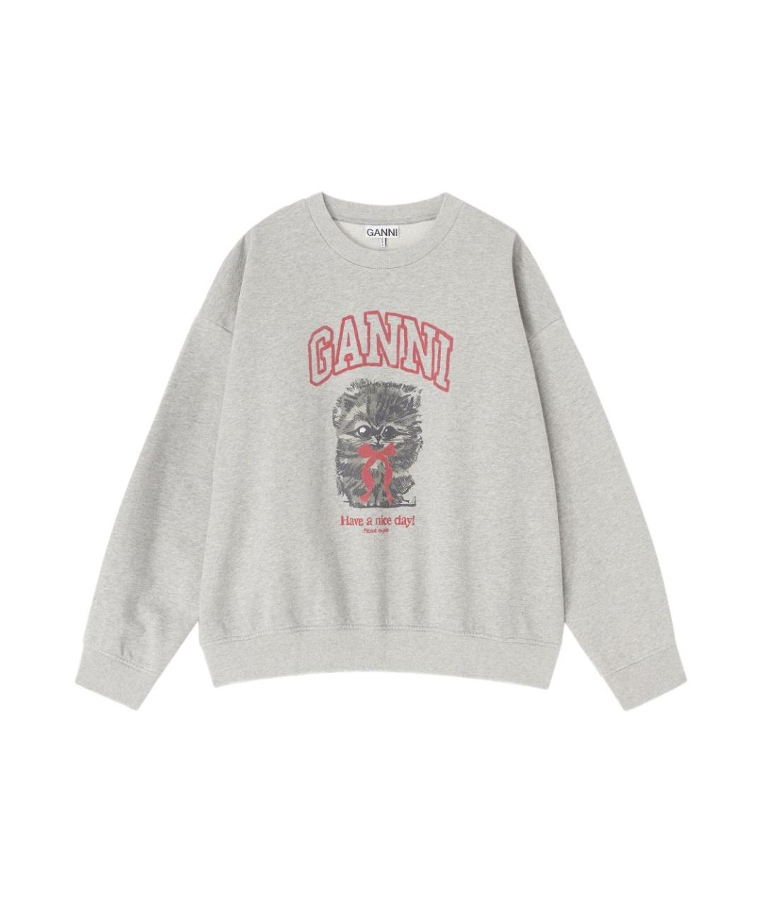 GANNI Серый хлопковый джемпер / свитер, фото 1