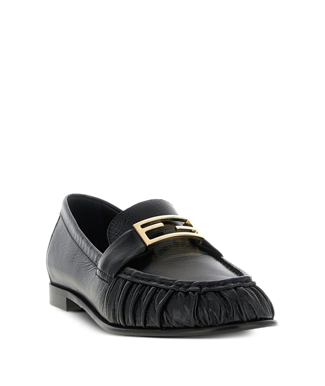 FENDI Черные кожаные лоферы, фото 3