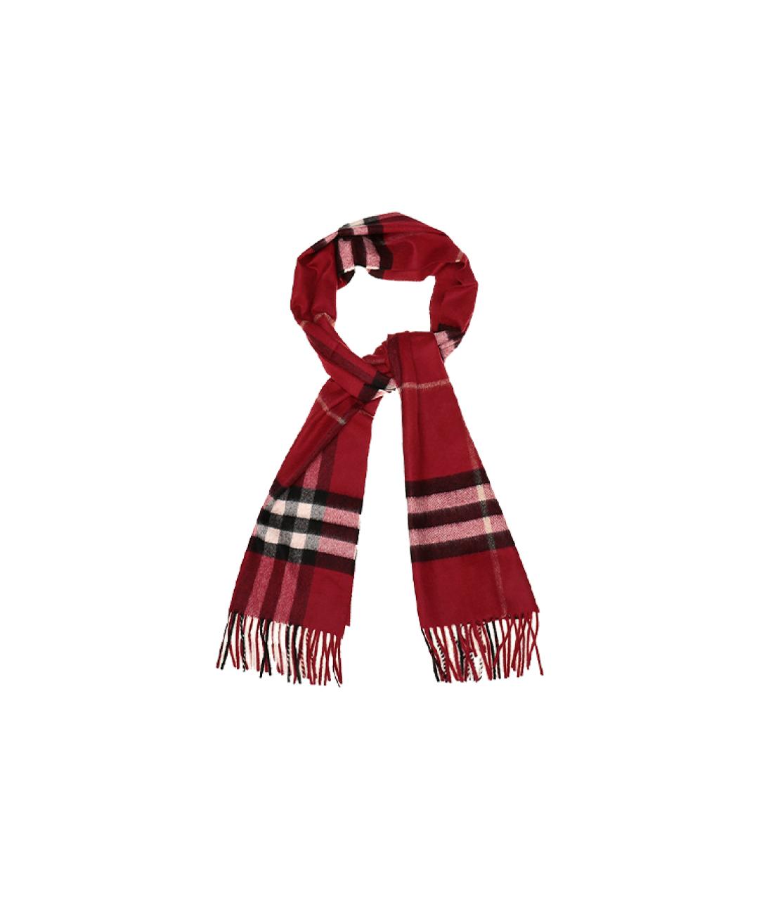 BURBERRY Красный кашемировый шарф, фото 4