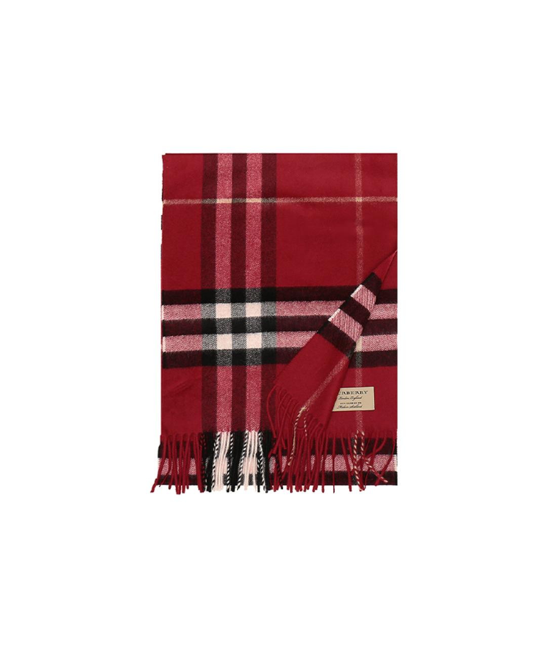 BURBERRY Красный кашемировый шарф, фото 1