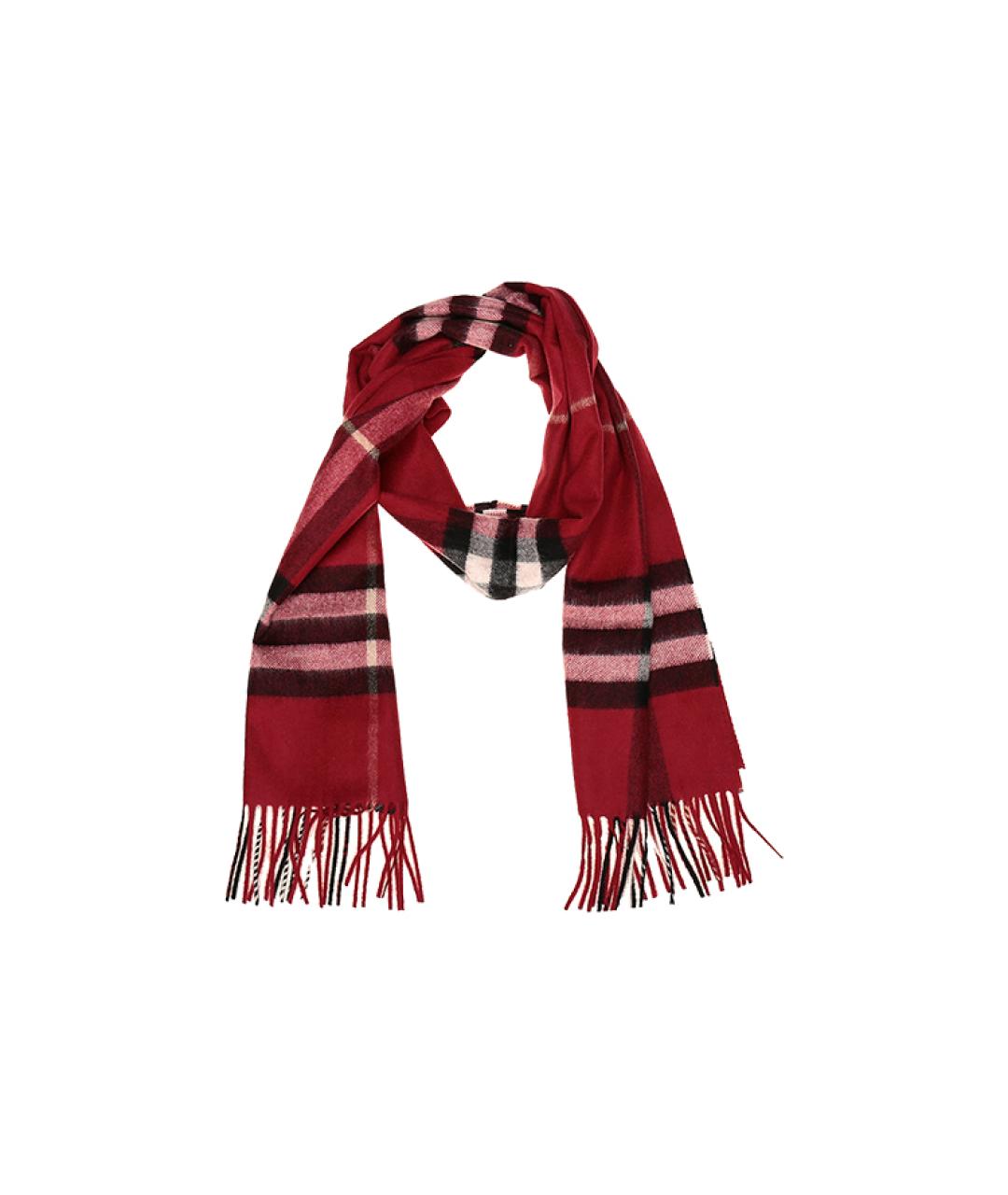 BURBERRY Красный кашемировый шарф, фото 3