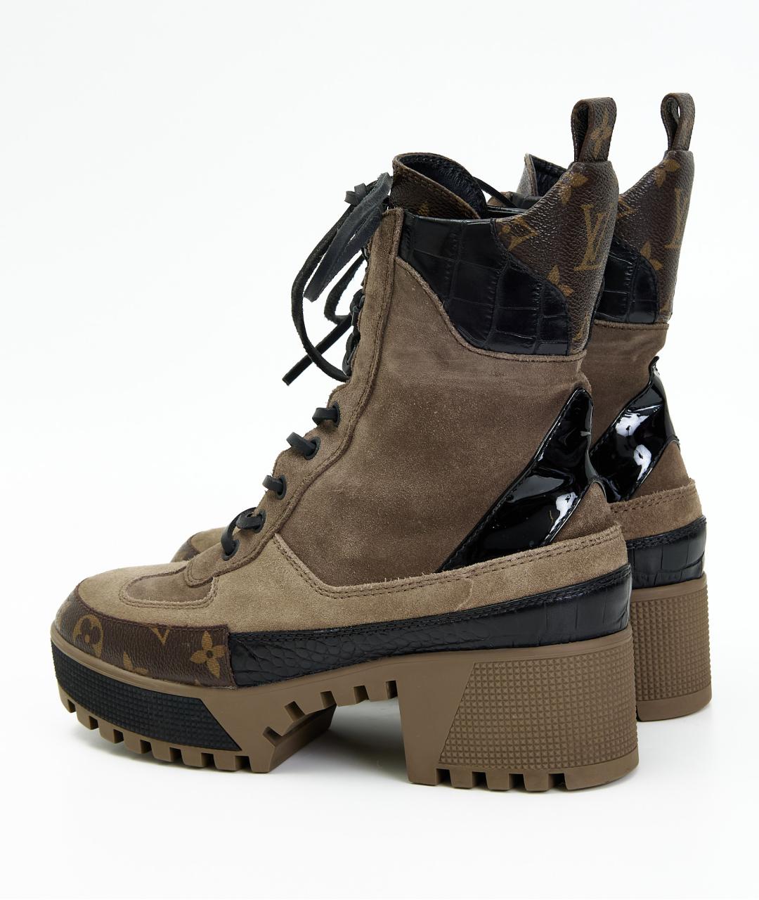 LOUIS VUITTON Хаки замшевые ботинки, фото 3