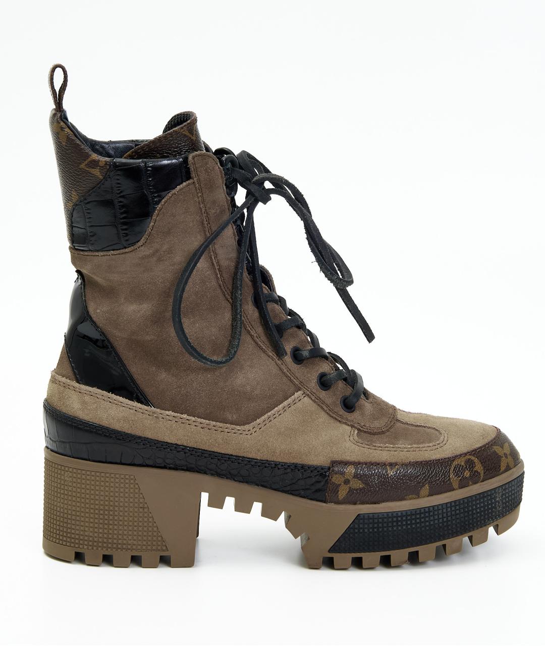 LOUIS VUITTON Хаки замшевые ботинки, фото 7