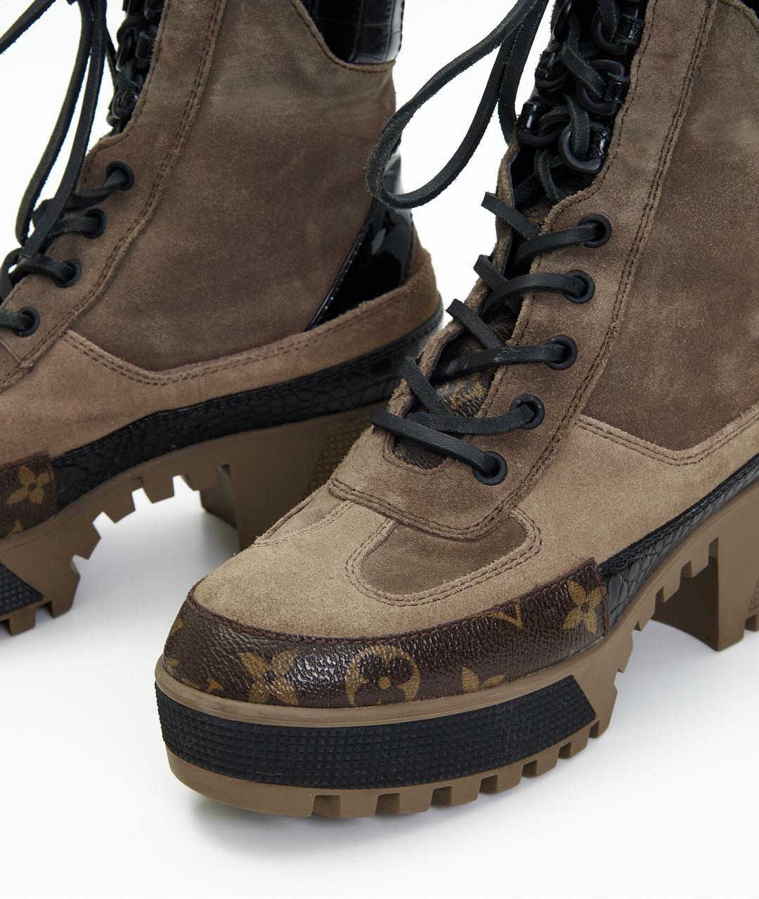 LOUIS VUITTON Хаки замшевые ботинки, фото 5