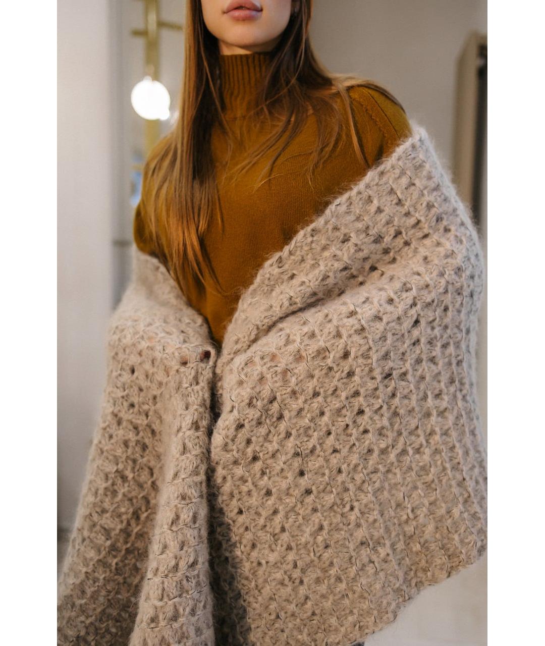 GENTRY PORTOFINO Серый шерстяной шарф, фото 6