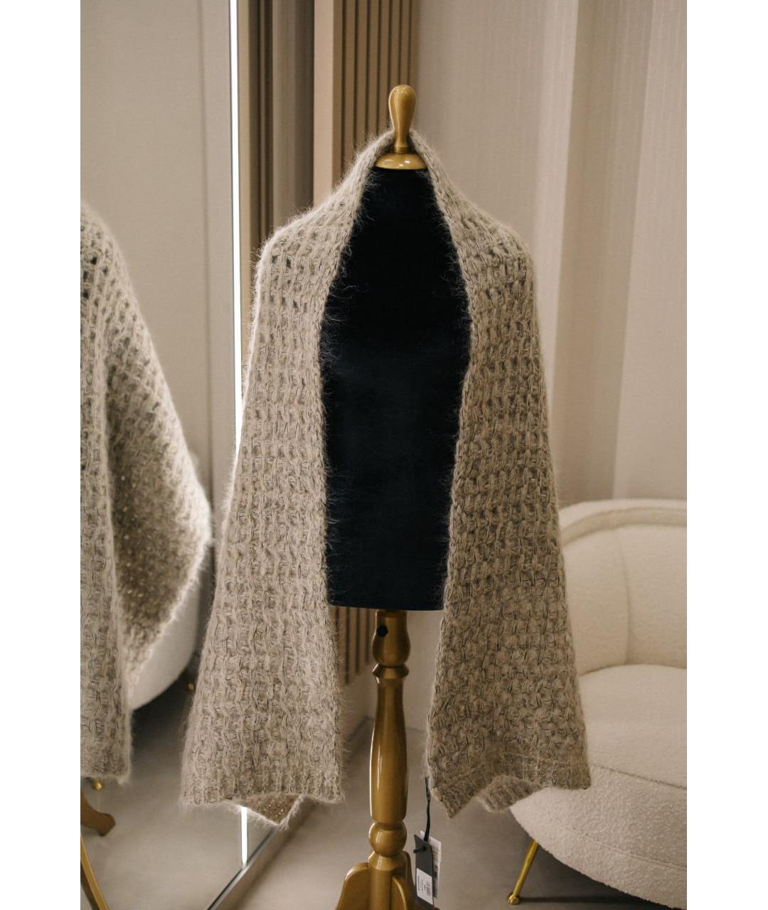 GENTRY PORTOFINO Серый шерстяной шарф, фото 2