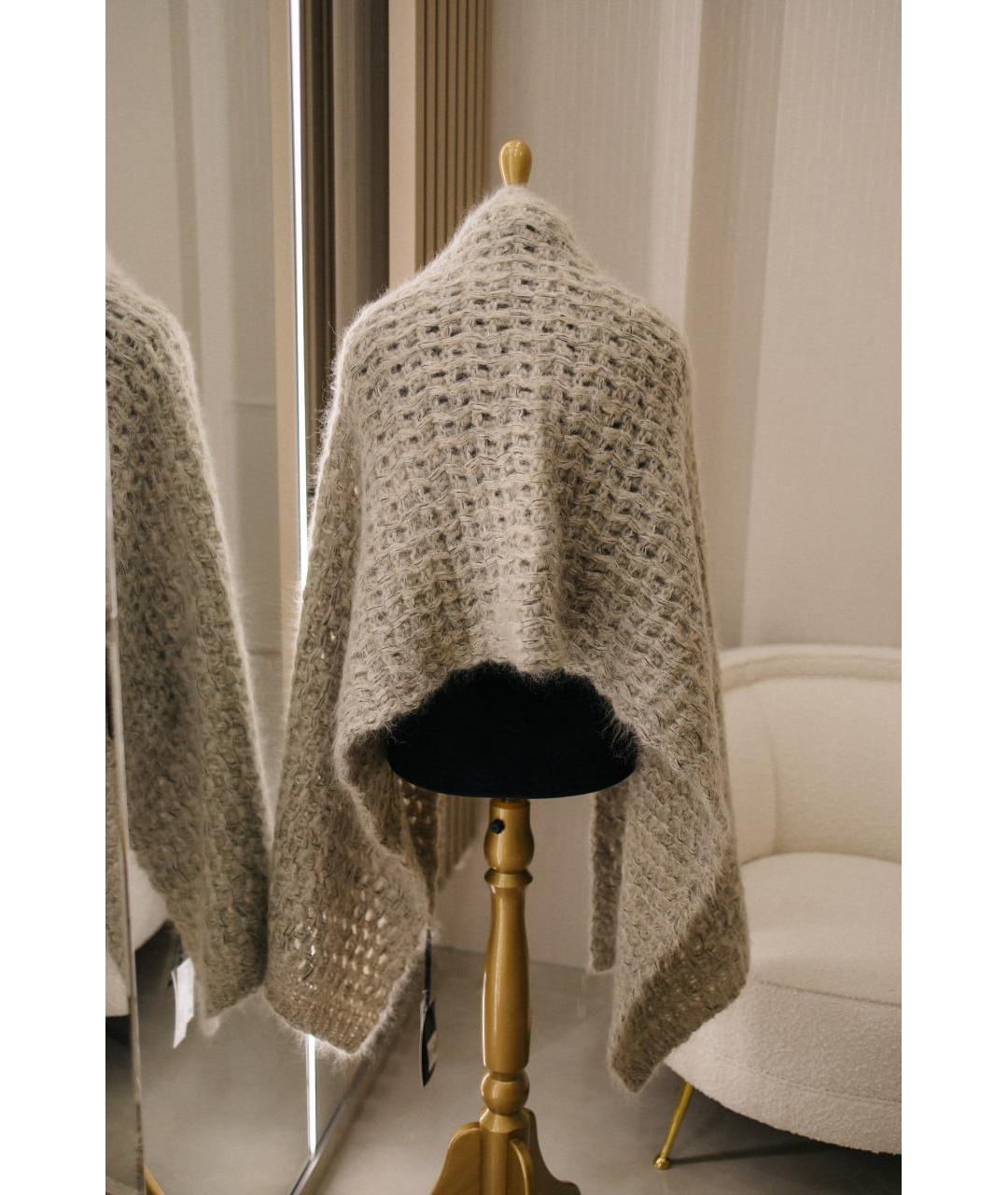 GENTRY PORTOFINO Серый шерстяной шарф, фото 4