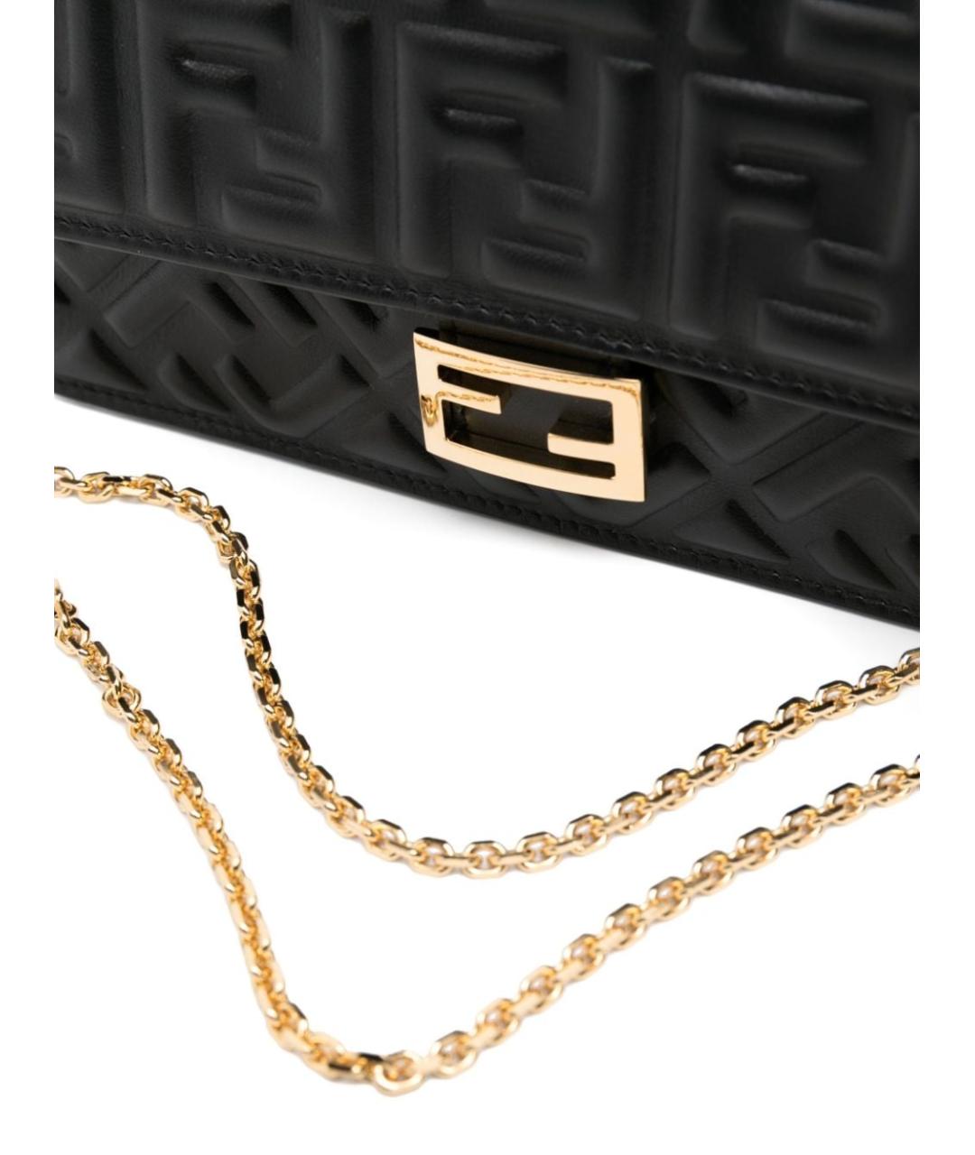 FENDI Черная кожаная сумка через плечо, фото 4