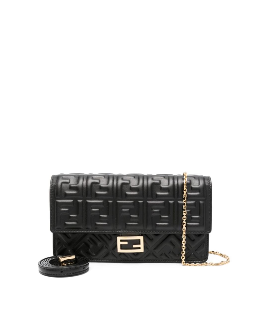 FENDI Черная кожаная сумка через плечо, фото 6