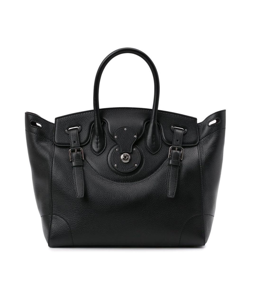 RALPH LAUREN Черная кожаная сумка с короткими ручками, фото 1