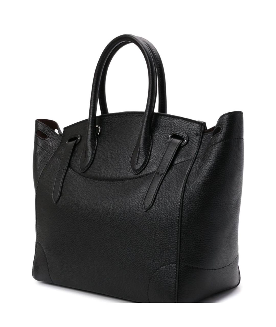 RALPH LAUREN Черная кожаная сумка с короткими ручками, фото 2