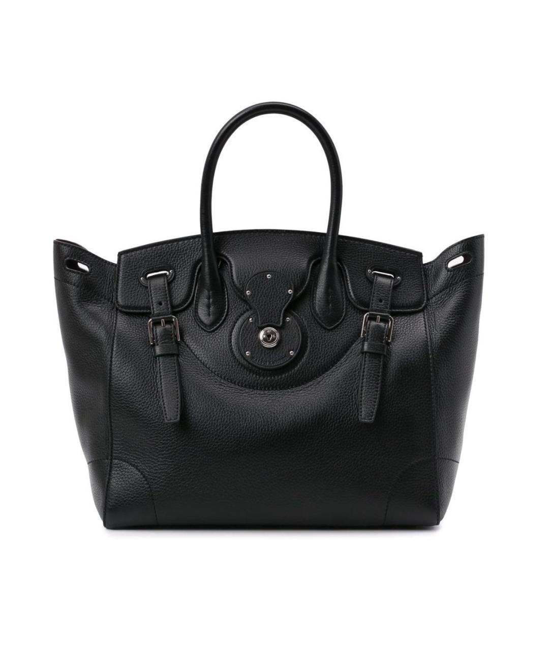 RALPH LAUREN Черная кожаная сумка с короткими ручками, фото 5