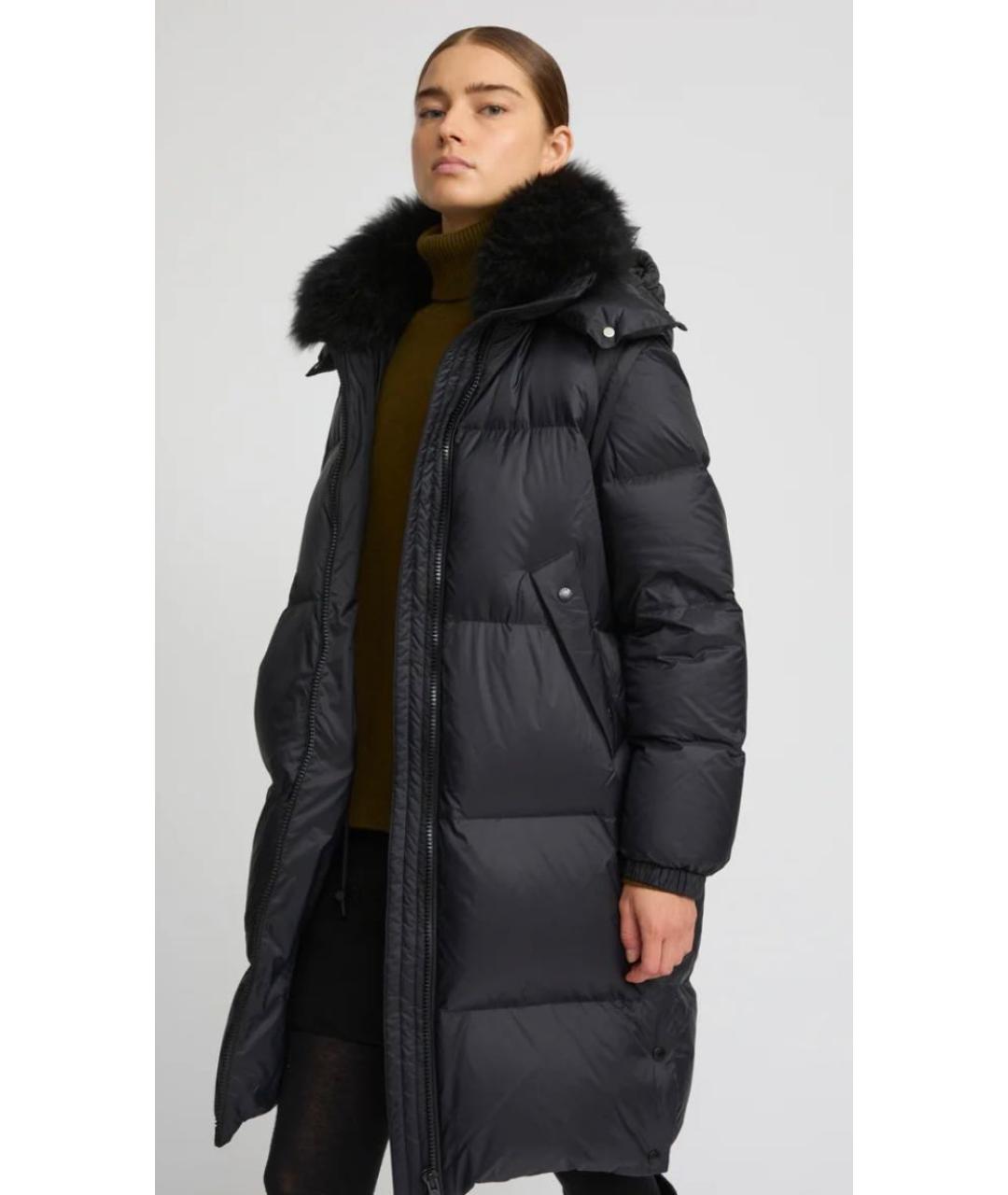 YVES SALOMON Черный полиамидовый пуховик, фото 7