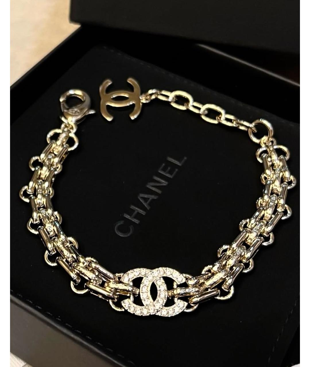 CHANEL Золотой металлический браслет, фото 5