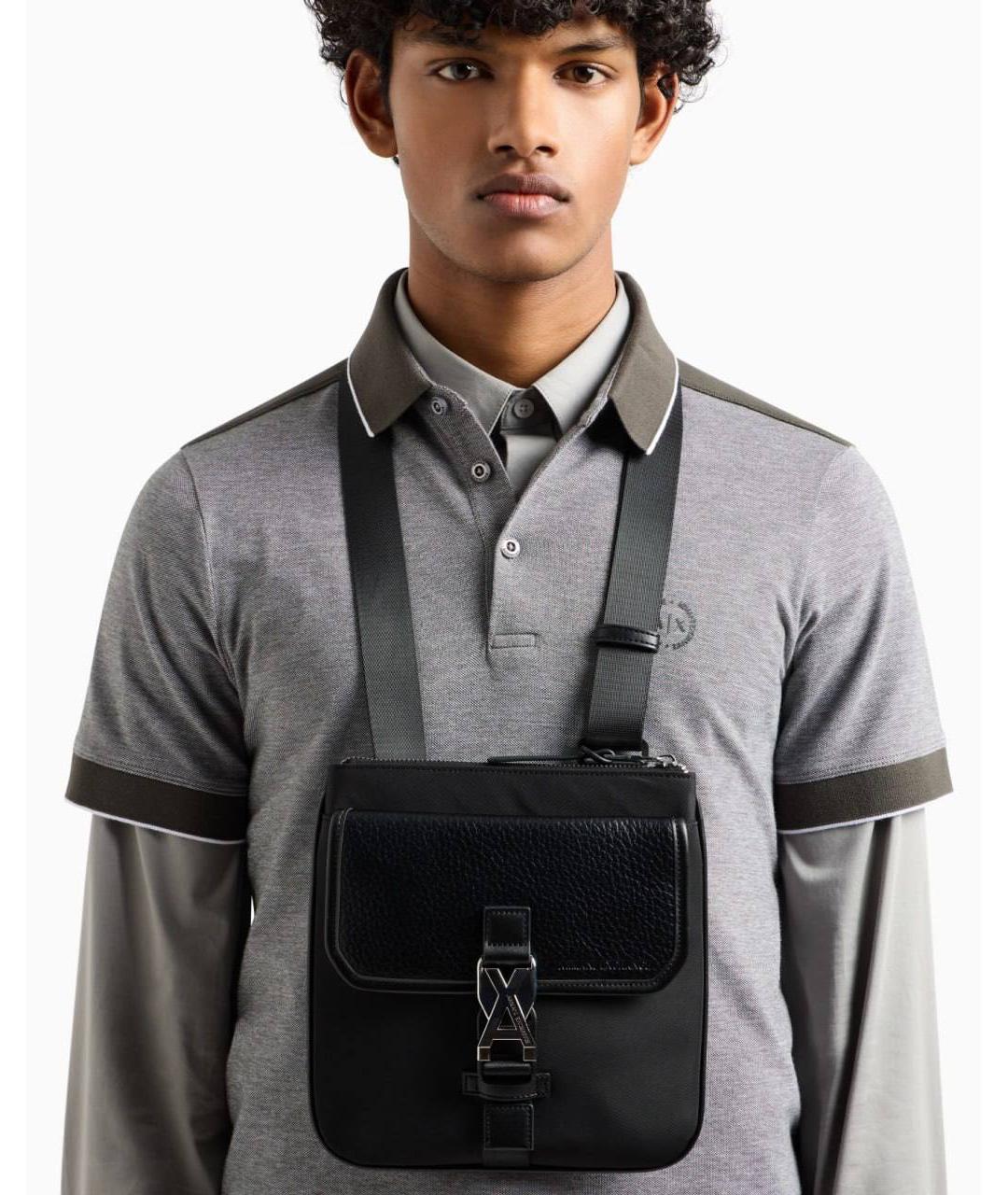 ARMANI EXCHANGE Черная сумка на плечо из искусственной кожи, фото 2