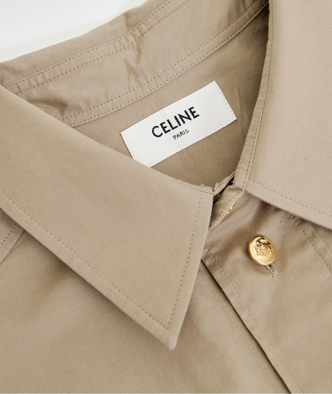 CELINE Бежевая хлопковая рубашка, фото 5