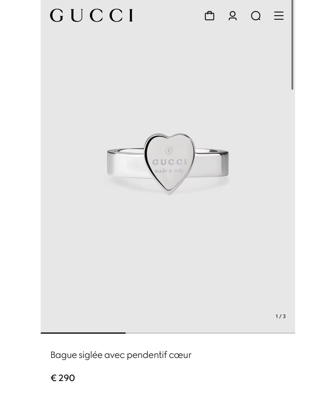 GUCCI Серебряное серебряное кольцо, фото 2