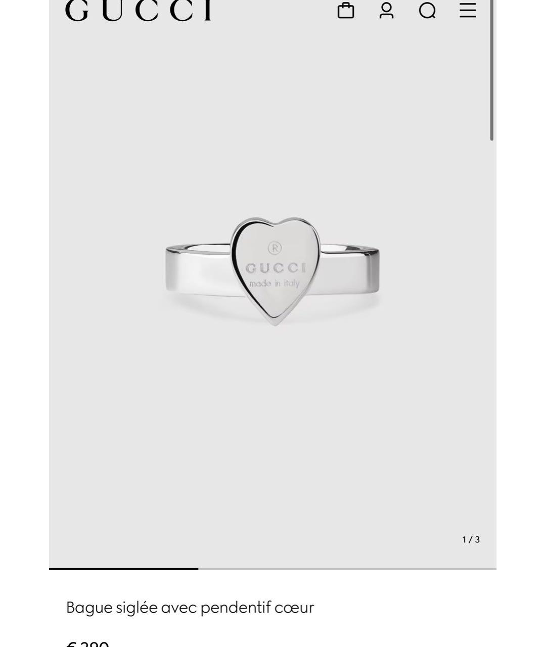 GUCCI Серебряное серебряное кольцо, фото 1