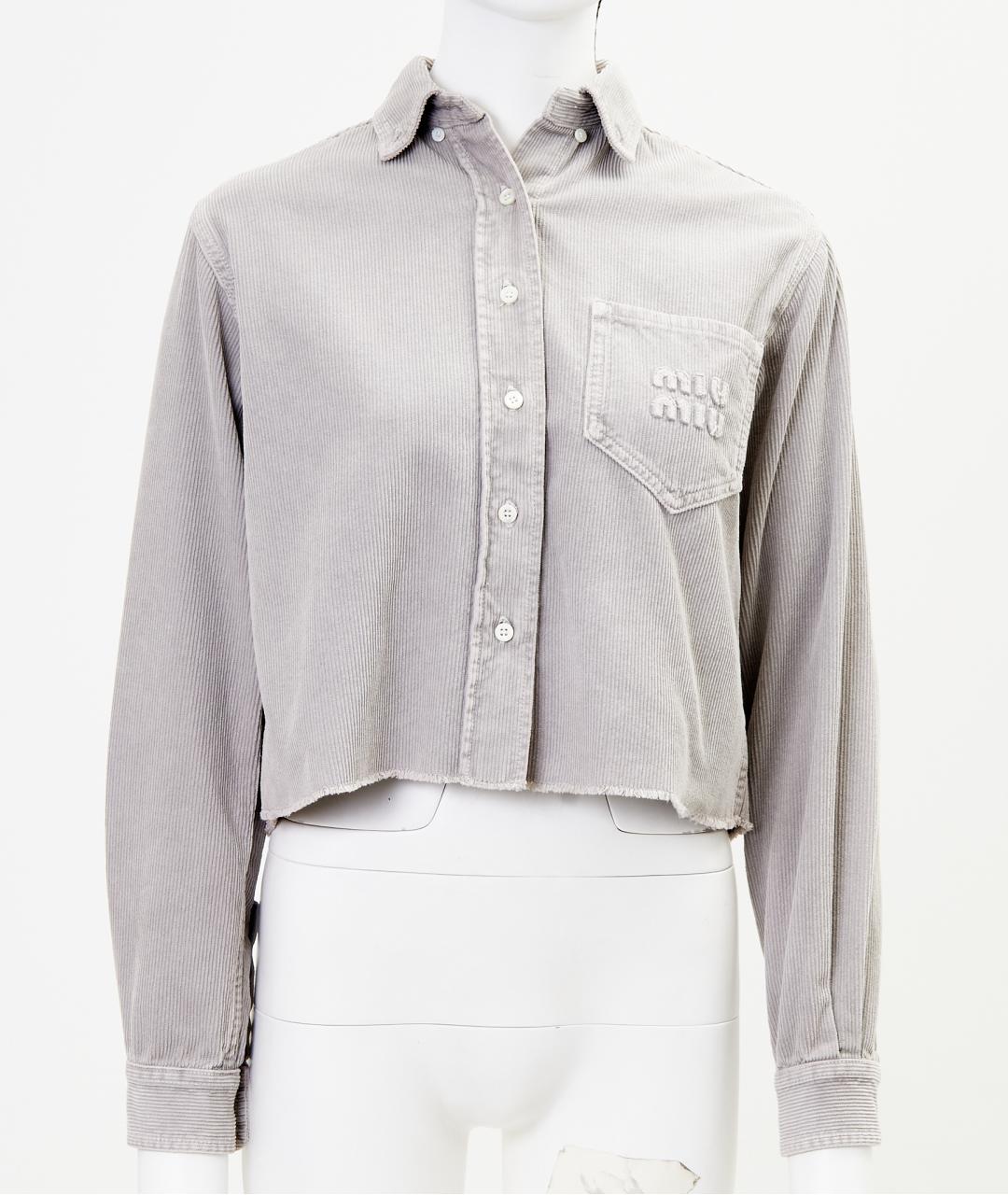 MIU MIU Серая хлопковая рубашка, фото 5