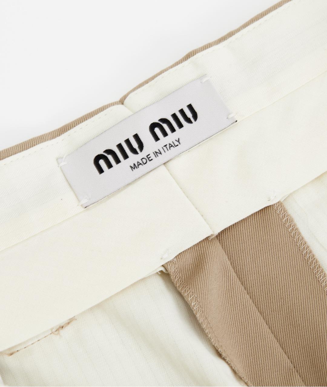 MIU MIU Бежевая хлопковая юбка мини, фото 4