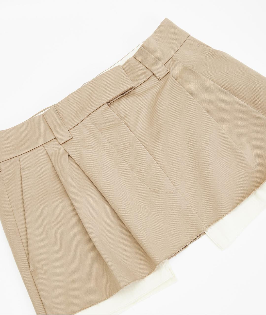 MIU MIU Бежевая хлопковая юбка мини, фото 3