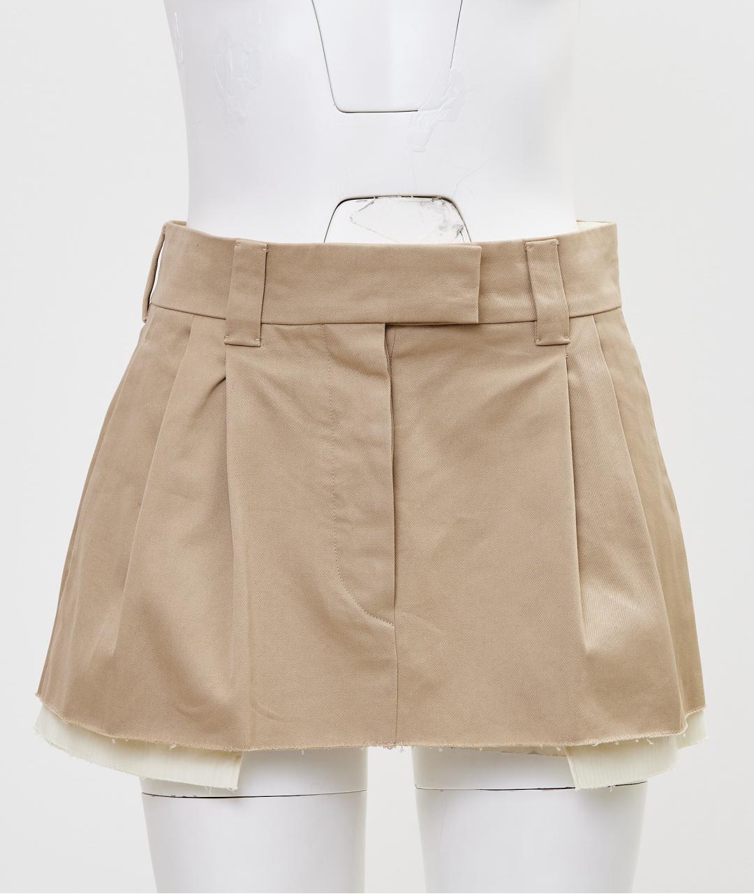 MIU MIU Бежевая хлопковая юбка мини, фото 7