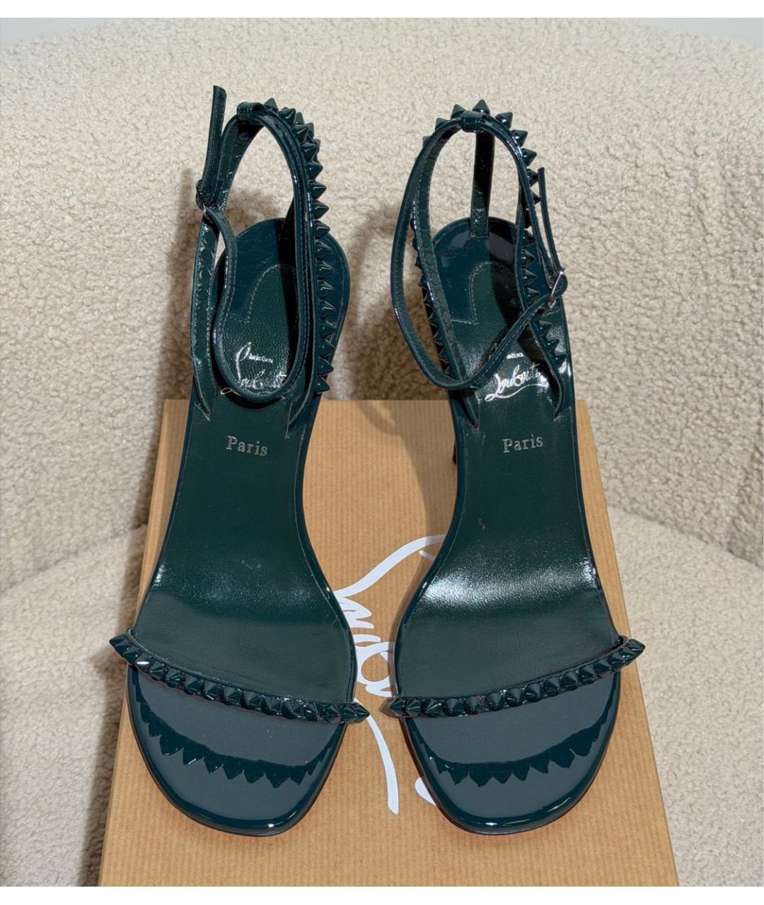CHRISTIAN LOUBOUTIN Зеленые босоножки из лакированной кожи, фото 2