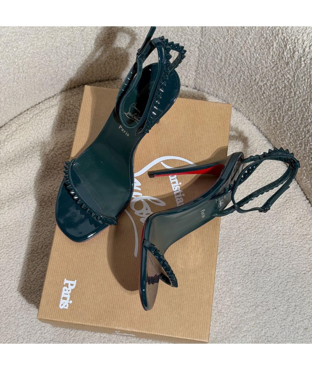 CHRISTIAN LOUBOUTIN Зеленые босоножки из лакированной кожи, фото 6