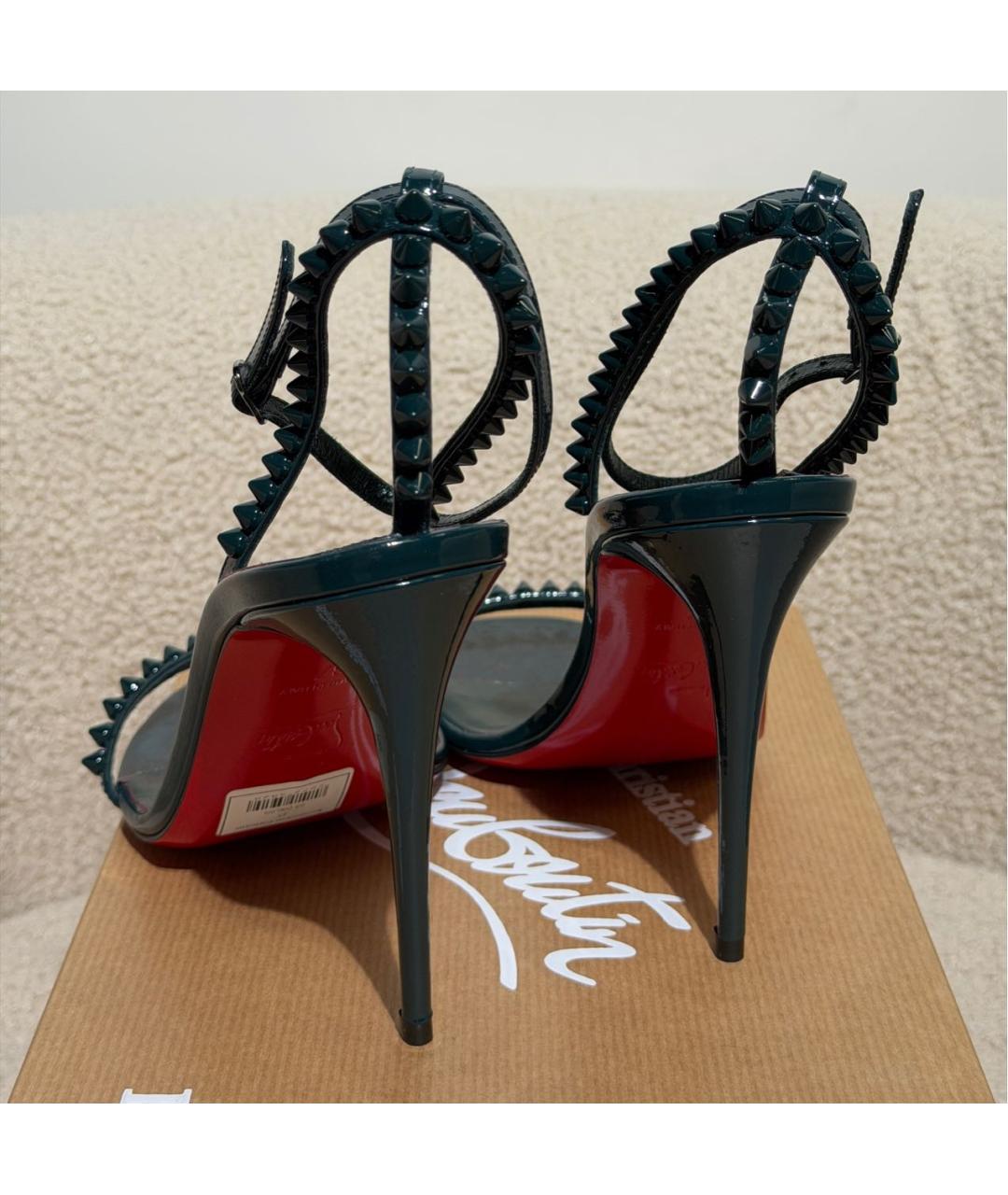 CHRISTIAN LOUBOUTIN Зеленые босоножки из лакированной кожи, фото 4