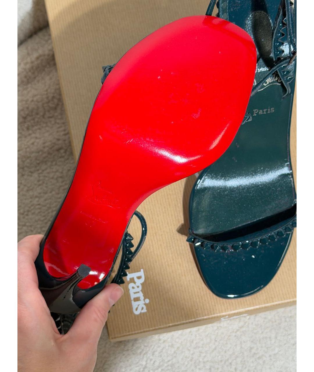CHRISTIAN LOUBOUTIN Зеленые босоножки из лакированной кожи, фото 8