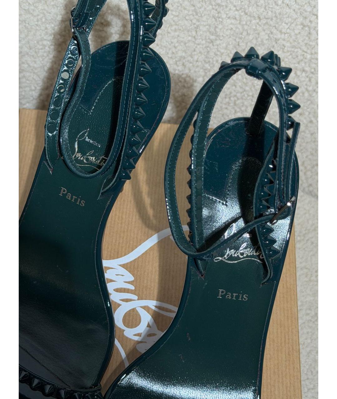 CHRISTIAN LOUBOUTIN Зеленые босоножки из лакированной кожи, фото 3