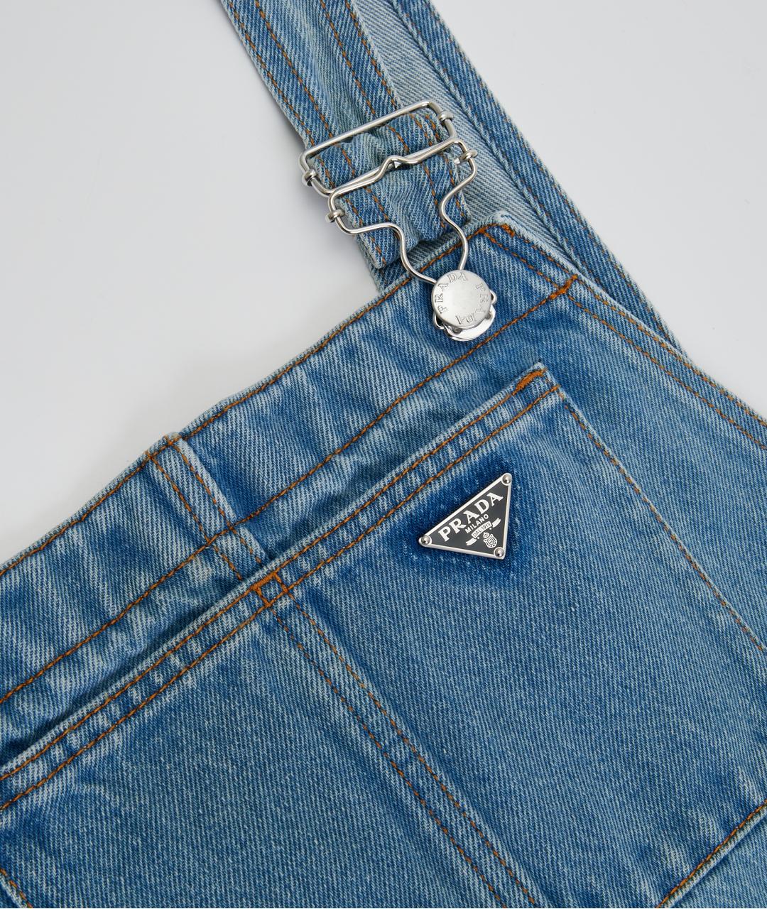 PRADA Голубой хлопковый сарафан, фото 4