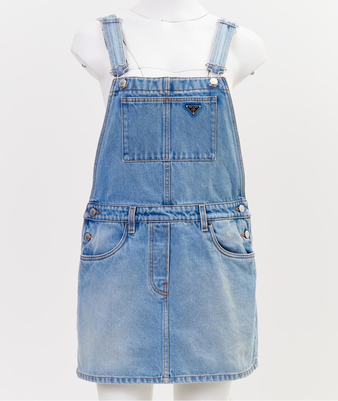 PRADA Голубой хлопковый сарафан, фото 8