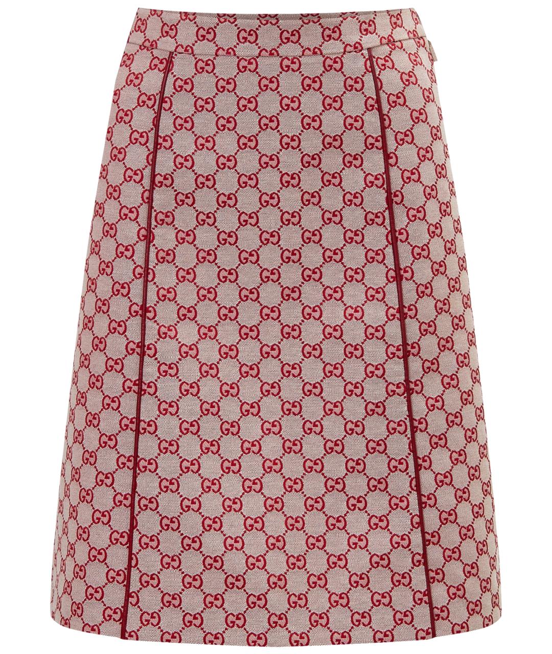 GUCCI Красная хлопковая юбка миди, фото 1