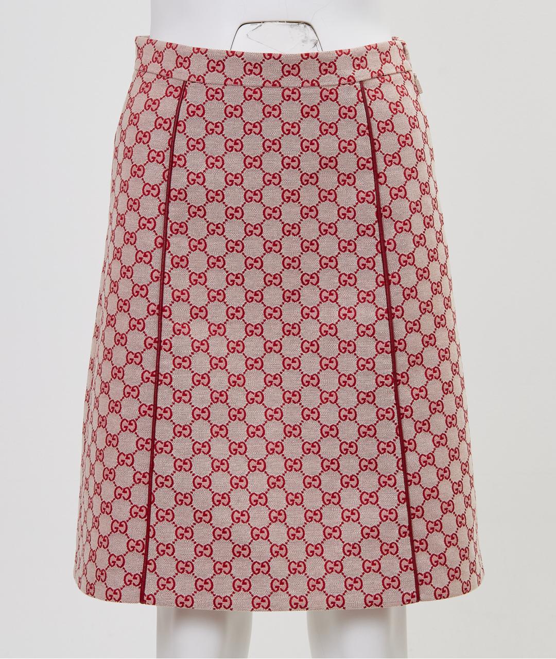 GUCCI Красная хлопковая юбка миди, фото 6
