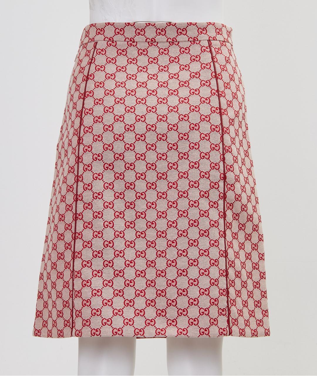 GUCCI Красная хлопковая юбка миди, фото 2
