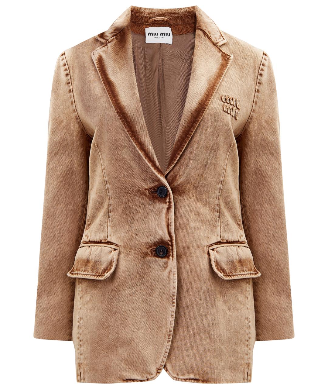 MIU MIU Коричневый хлопковый жакет/пиджак, фото 1