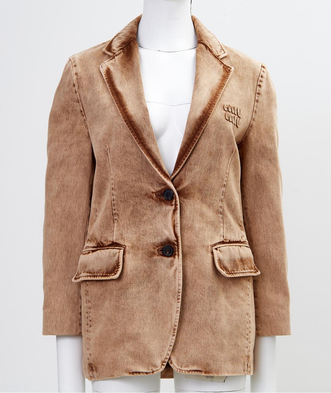 MIU MIU Коричневый хлопковый жакет/пиджак, фото 8