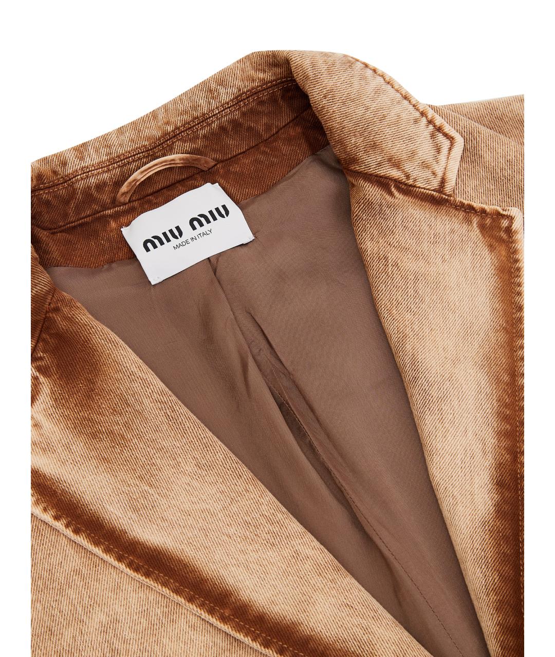 MIU MIU Коричневый хлопковый жакет/пиджак, фото 13