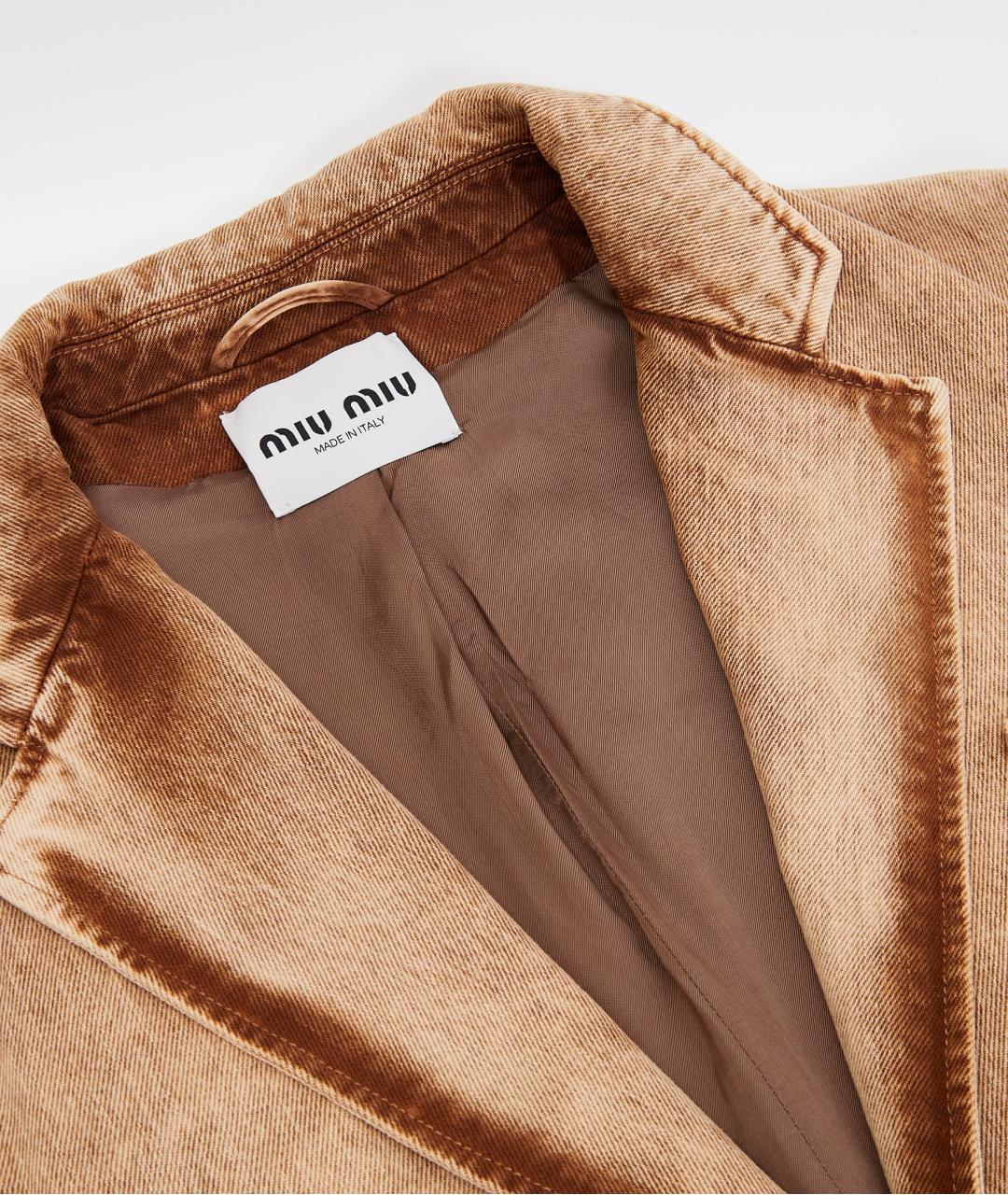 MIU MIU Коричневый хлопковый жакет/пиджак, фото 3