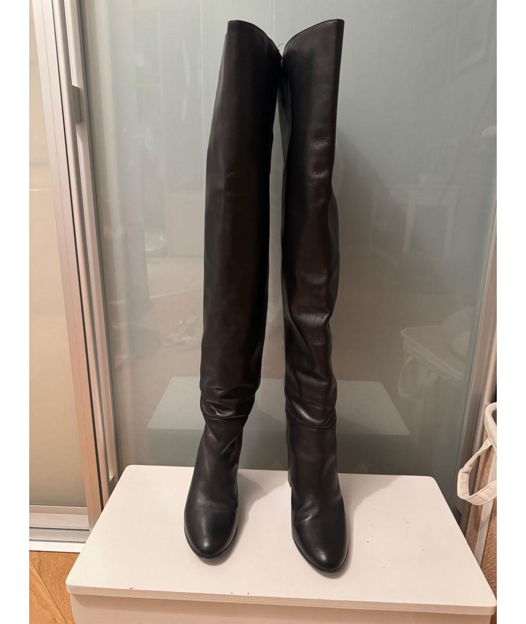 MAJE Черные кожаные ботфорты, фото 2