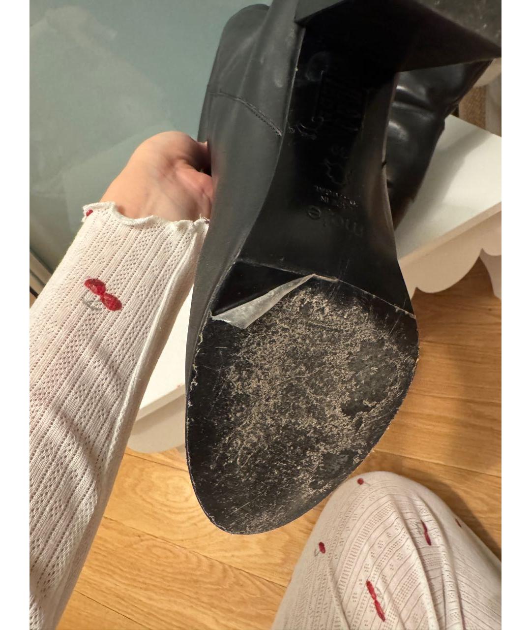 MAJE Черные кожаные ботфорты, фото 8