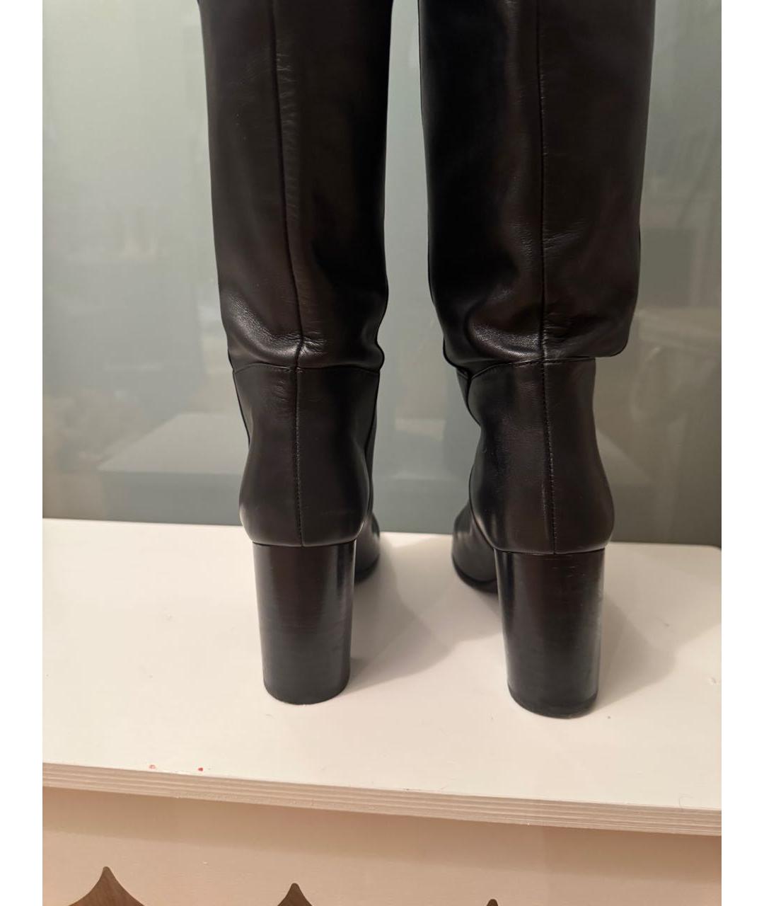 MAJE Черные кожаные ботфорты, фото 4