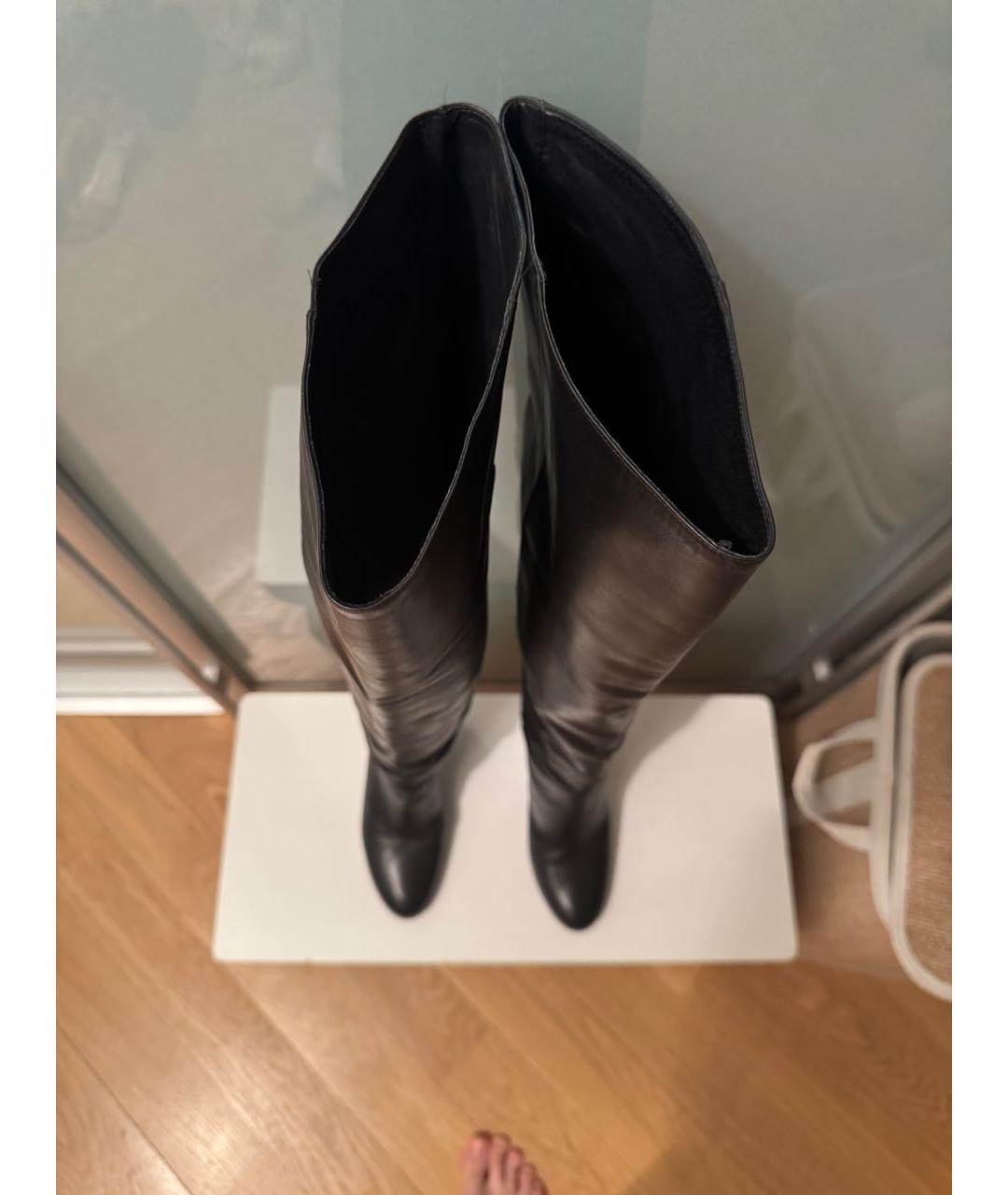 MAJE Черные кожаные ботфорты, фото 3