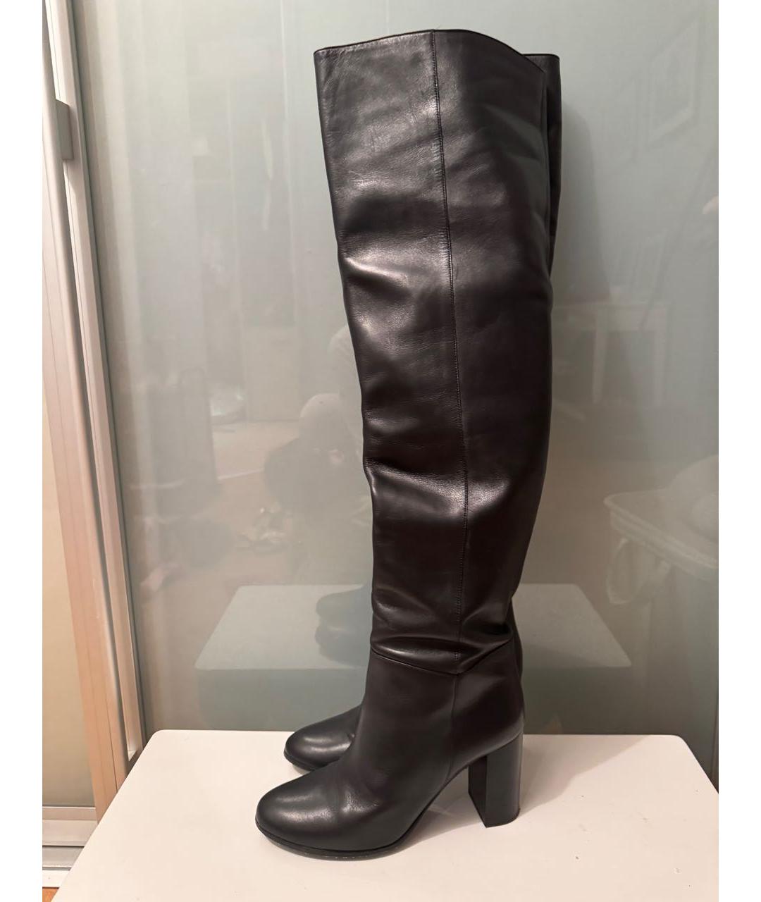 MAJE Черные кожаные ботфорты, фото 9